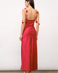 Sabine Rosette Satin Maxi Dress