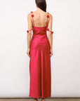 Sabine Rosette Satin Maxi Dress