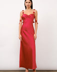 Sabine Rosette Satin Maxi Dress