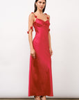 Sabine Rosette Satin Maxi Dress