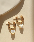 Mother Of Pearl Heart Hoops